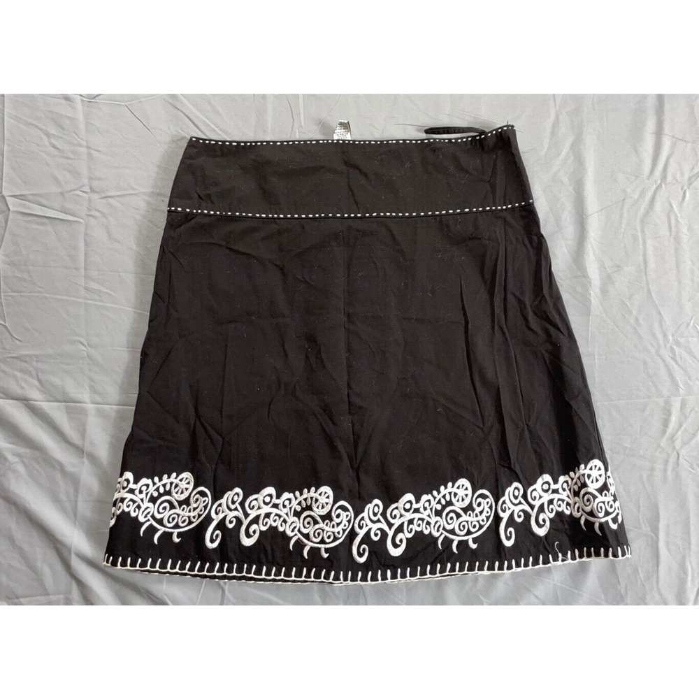 Prana Vintage Side Zip Knee Length Embroidered A-Line Skirt. Women's S, EUC!!